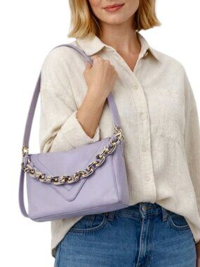 NWT Vince Camuto Leather Lyona Convertible Crossbody Bag Chain Strap in Violet